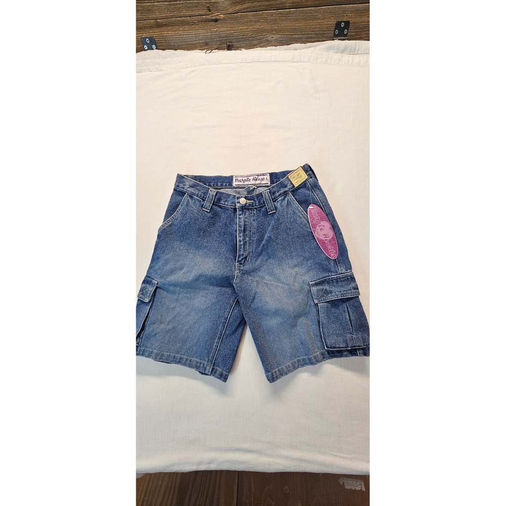 Purple Hearts Vintage Denim Cargo Shorts Womens 9/10 Blue Utility Jean 7035 NWT